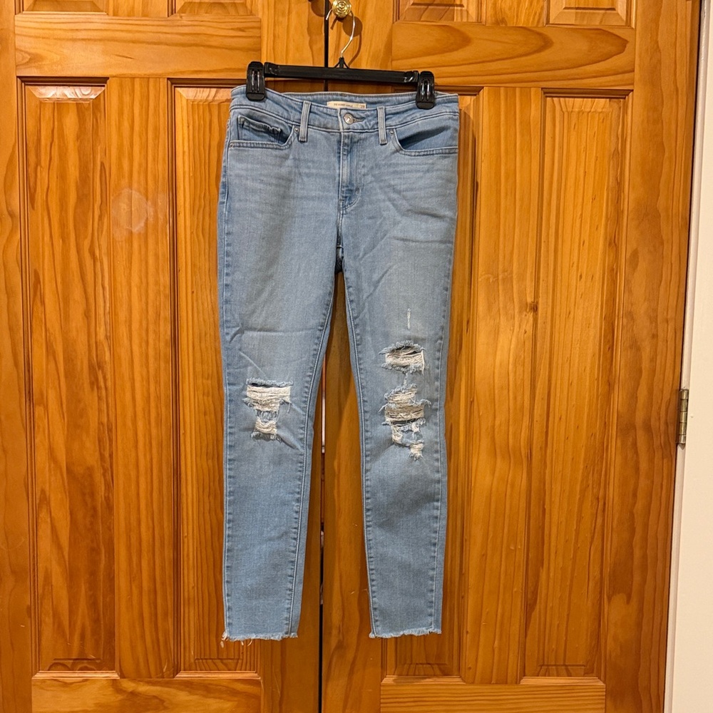 Levi's Light Blue Distressed Skinny Jeans